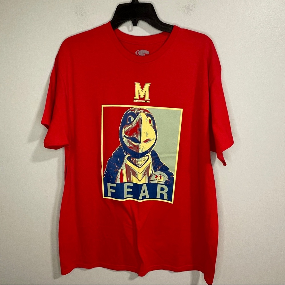 Maryland Terrapins Basketball Fear Testudo T Shirt Red L